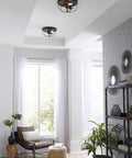 Two Light Flush Mount Ceiling Light From Medal Collection Coastal Blue Finish Transitional Industrial Style in living room scene