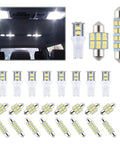 24 Piece Dome Light LED Car Interior Bulbs Kit With Easy Install T10 194 DE3175 211-2 212-2 578 Bulbs, included pry bar, white