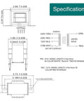 Technical diagram of Two Pack 24V 40VA Dope Control Transformer For HVAC Furnace Systems Primary 120 208 240V