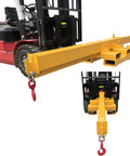 Nail Every Lift Task With This Heavy Duty 5 Ton Forklift Jib Boom Crane Featuring Bidirectional Telescopic Hoist That Handles 11000 Pounds Without Breaking A Sweat Due To Rock Solid Rust Proof Steel, shown mounted on a forklift.