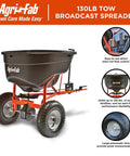 Heavy Duty 130 Lb Broadcast Spreader for Seed Fertilizer Salt Ice Melt with Universal Hitch and 12 Foot Spread on lawn