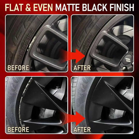 Matte Black Rim Touch Up Paint Pen Quick Cure For Curb Rash And Scuffed Wheels Auto Alloy Scratch Fix Before and After Comparison