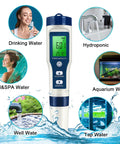 5 In 1 Water Tester With 0.01 High Accuracy PH TDS EC Salt And Temp Meter For Drinking Water Hydroponics Plants Aquarium And Pool