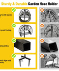 Comparison of heavy duty freestanding garden hose holder with 50ft kink-free water hose kit highlighting features and benefits.