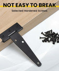 4 Pack Heavy Duty T Strap Gate Hinges for Barn Doors, Black 4 Inch Tee Hinges with Mounting Screws, Rust Resistant Iron Construction