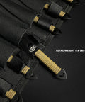 Close-up of Six Piece Tactical Combat Kunai Throwing Knife Set With Sheath Case, knives secured in black padded nylon sheath with Velcro straps.