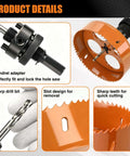 Amazon Luckyway 6-1/4in hole saw kit with orange bi-metal cutter and mandrel adapter for wood/drywall/metal