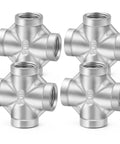 304 Stainless Steel Pipe Fitting 4 Way Cross NPT Female Threads Three Eighths Inch Four Way Connector For Plumbing And Hydraulics High Quality 304 Steel 4 Pack Bundle