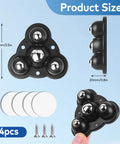 Self Adhesive Mini Swivel Caster Wheels For Furniture, Zero Fuss Tool Free Swap, Super Smooth Gliding Rollers With Heavy Duty Adhesive, Quick Install 8 Pack Household Furniture Sliders with steel ball cores and black design.