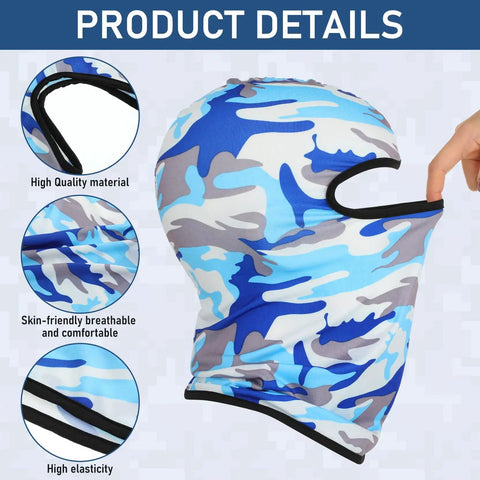 16 Pack Balaclava Masks For Men And Women Full Face Cover Sun Protection UV Balaclava Mask showcasing blue camouflage style.