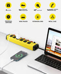 Heavy Duty Power Strip With Individual Switches Six Outlet Metal Workhorse Surge Protector 1200 Joules Flat Plug Design Six