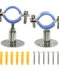 Two Pack Stainless Steel Pipe Mount Brackets For Ceiling Or Wall Fits 1.5 Inch Outer Diameter Pipes Adjustable Height From 30 To 50 mm
