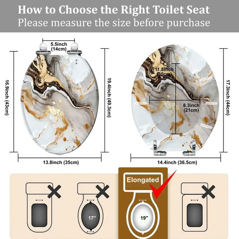 Elongated Toilet Seat White for Bathroom dimensions guidance, features size measurements, and installation tips.