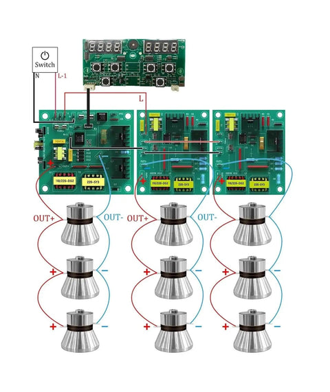 Diagram of High Power 40KHz Ultrasonic Cleaner Kit for PCB Driver Boards and Circuit Boards with 60W Transducer setup