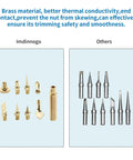 Must Have Brass 3D Printing Finishing Trimming Heads Set 8 Pcs with Connector vs standard soldering tips, comparison image