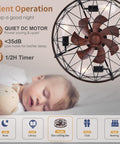 Bladeless Flush Mount Ceiling Fan With Lights 20 Inch Cage Style Remote Control Rustic design shown with sleeping child.