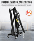 Heavy Hitter Foldable Hydraulic Engine Hoist Cherry Picker 4400 Lbs Capacity showing compact foldable design and durable black finish.