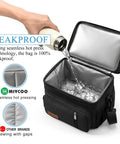 Double Deck Insulated Lunch Bag With 15L Capacity, Leakproof Soft Sided Cooler for picnics, showing leakproof feature