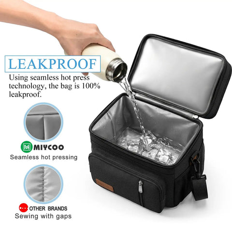 Double Deck Insulated Lunch Bag With 15L Capacity, Leakproof Soft Sided Cooler for picnics, showing leakproof feature