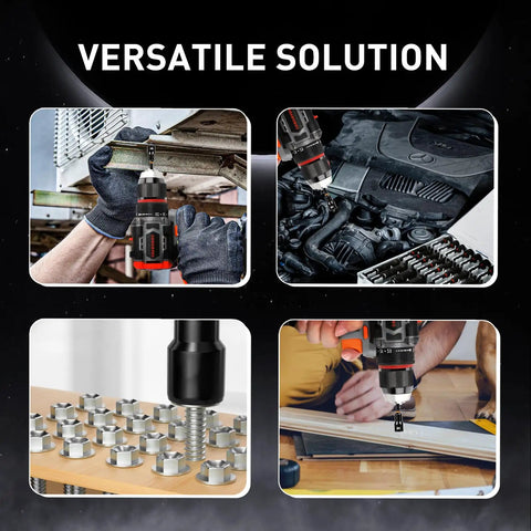Killer 55 Piece Magnetic Impact Nut Driver Set Featuring Deep Metric And Sae Sockets, Quarter Inch Quick Swap Drive, Crush Proof Chrome Vanadium Steel used in various applications.