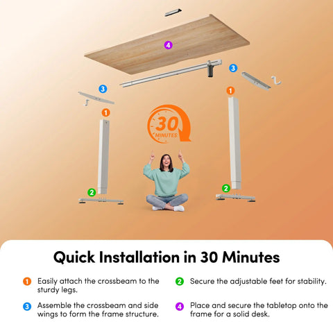 Upgrade Your Home Office With This CubiCubi 55 X 28 Electric One Piece Standing Desk In Rich Maple Finish, installation guide layout.