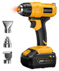 Cordless Heat Gun Kit With 20V Lithium Ion Battery 4Ah Rechargeable Pack and three nozzle attachments for DIY projects