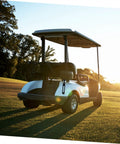 Golf cart on a course at sunset featuring eight rubber T handle hasp latches set for tool boxes coolers machinery and hoods