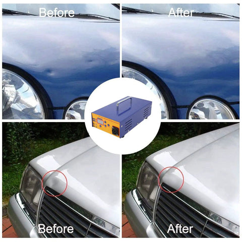 Auto Dent Repair Tool Set With 1000W Induction Heater before and after car dent repair results, DIY at home use