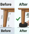Comparison of table stability before and after using Twenty Pack Rubber Leveling Shims Anti Wobble Furniture Levelers.