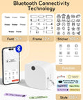 Compact Bluetooth Label Maker With Tape And Templates, Pocket Size Thermal Printer shown with smartphone connectivity and label samples