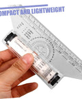 Badass Transparent Rolling Ruler And Drafting Kit For Slick Parallel Lines Precise Protractor Angles Smooth Arc Tracing Multi Function Layout Tool 2 Pack For Creators, showing protractor and ruler.