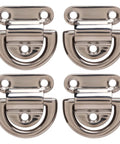 Four marine-grade stainless steel folding pad eye D-rings for boat deck mounting, heavy-duty tie-down hardware