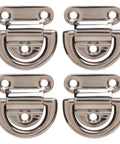 Stainless Steel Folding Pad Eyes D Rings Replacement Set For Marine Yacht Deck Hardware, Rustproof And Corrosion Resistant, Four