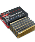 Heavy Duty 30 Piece Tire Repair Plugs For Tubeless Tires, black rubber strips in packaging, ideal for roadside repairs.