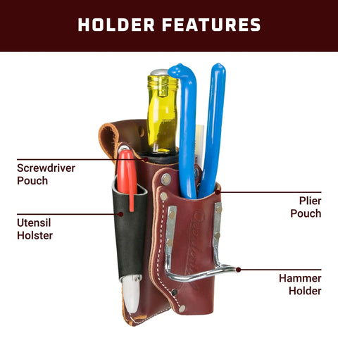 5-In-1 Tool Holder OxyRed With 5x Tool Capacity And 2003 Oxy Shield, Fits Belts Up To 3 Inches Wide, Made In USA, tool slots visible