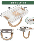 Coastal Rope Toilet Paper Holder With Shelf Wall Mount For Bathroom Decor showing dimensions and rustic farmhouse design