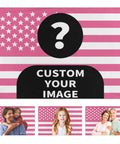 Personalized Pink American Flag 3x5 Ft Banner With Your Photo And Text Design Custom Flag Tapestry for decor and events.