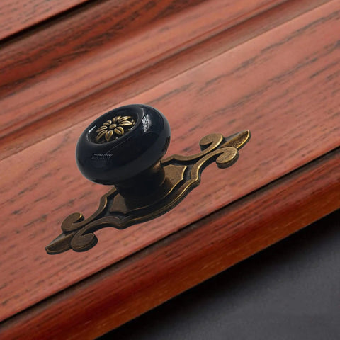 Retro Ceramic Mushroom Knob Set Of 5 With Zinc Alloy Backplates Bronze And Black Finish For Dresser Cabinet Wardrobe Vintage Pull Handles