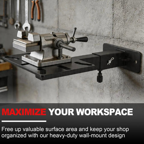 Badass Rock Solid Wall Or Table Mount Vise And Grinder Station Adjustable Sliding Base mounted on wall with sturdy steel slider.