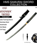Unsharpened Stainless Steel Wakizashi Iaito for Iaido Practice, 21 Inch Blade With Bo Hi Fuller, black scabbard, full tang
