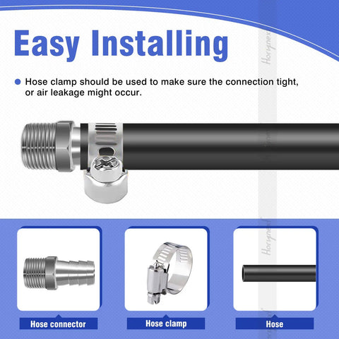 NPT 1 Inch Male Thread to 1 Inch OD Barb Stainless Steel Pipe Fitting installation with hose clamp and hose