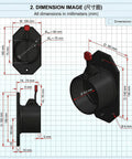 Dimension image showing measurements of Heavy Duty EV Charger Holder for Type 2 Plugs, including size and design details.