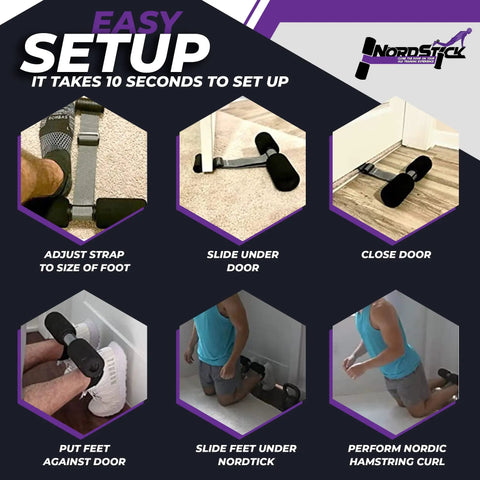 Portable Nordic Hamstring Curl Strap For Home Or Travel 5 Second Setup Strengthen Hamstrings Glutes Abs And Core Foam Padding