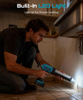 Person using Cordless Caulking Gun 21V Battery Powered With Dual 2.0Ah Batteries LED Light Auto Retract And 9 Piece Caulk Remover Kit