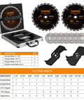 10 Inch Dado Blade Set For Table Saw With 24 Carbide Teeth, Stacked Dado Kit, 1/4 To 7/8 Inch Cutting Widths, product display in case