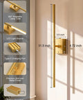 Slick Wireless Rechargeable Wall Sconces Set Of 2 Battery Powered Gold Light Fixtures solid screw mount design with 360° rotatable lamp tube.
