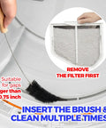 Using Three Piece Dryer Vent Cleaner Kit With 304 Stainless Steel Bristles Lint Brush in dryer exhaust vent.