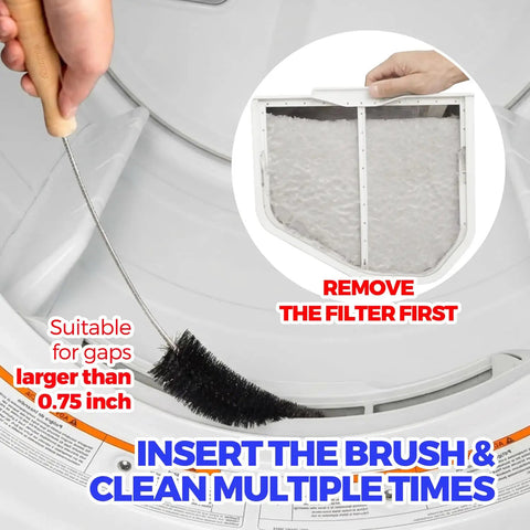 Using Three Piece Dryer Vent Cleaner Kit With 304 Stainless Steel Bristles Lint Brush in dryer exhaust vent.