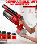 M18 Battery Compatible Cordless Vacuum Cleaner 8 In 1 Stick Vac with pet brush, showing battery compatibility details