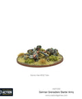 Bolt Action German Grenadiers 1:56 Scale Miniatures Set, painted MG42 team on round base for tabletop war gaming.